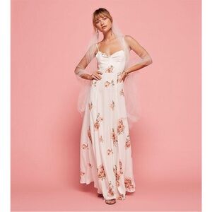 Reformation Thistle Dress In Henrietta 8 medium maxi floral open back white pink